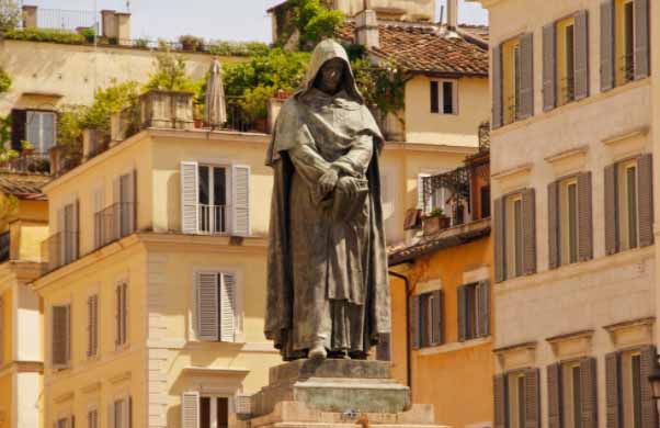 Statue af Biordano Bruno,