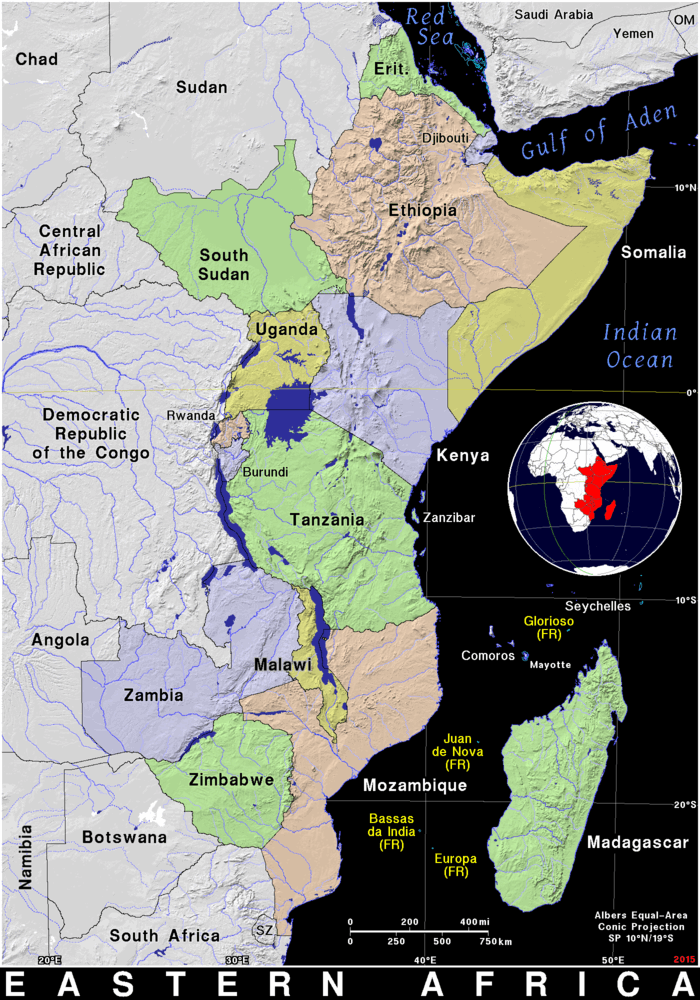 Kort over Østafrika
